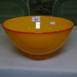 A Danish orange glass bowl, signed and dated 1995. H14cm