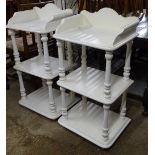 A pair of white painted 3-tier stands, W45cm