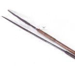 2 African Tribal hunting spears, length 167cm