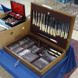A suite of silver plated Mappin & Webb Old English pattern cutlery for 12 people, to include dessert