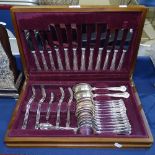 A suite of King's pattern silver plated cutlery for 10 people, cased