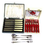 2 cased sets of plated cutlery etc