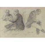 Henryk Gotlib, pencil sketch, card players, 8" x 11", framed, provenance: Boundary Gallery 1988