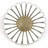 A Volmer Bahner Danish sterling vermeil silver and white enamel daisy brooch, maker's marks VB,