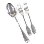Various silver flatware, comprising pair of William IV Irish silver Fiddle pattern forks, by