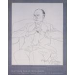 David Hockney, lithograph, portrait of John Gielgud, signed in ink and in the plate, image 10" x 8",