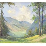 Gerard Wiegman (Dutch 1875 - 1964), oil on canvas, mountain landscape, signed, 16" x 20", framed
