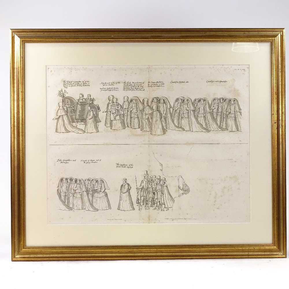 A set of 4 18th century engravings, procession illustration, sheet size 19" x 25", framed (4) - Image 4 of 4