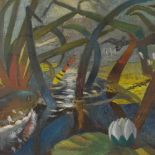 Geoffrey Underwood (1927 - 2000), oil on board, duck pond, 23" x 32", framed