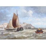 Richard Beavis (1824 - 1896), oil on canvas, Lisbon from Cacilhas, signed, also signed and titled on