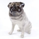 A large Winstanley Pottery Pug dog, height 29cm