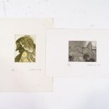 Roland Jarvis, 2 small etchings, erotic and surrealist compositions, signed in pencil, 1982, sheet