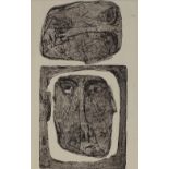 Brenda Chamberlain, etching, head studies, 10" x 6", framed