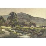 E J W Prior, watercolour, landscape, signed, 5.5"x 8.5", framed