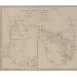 A 19th century hand coloured map of Western Australia and Van Diemen Island 1833, image 12.5" x 15",