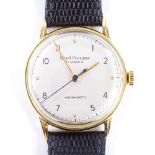 GIRARD PERREGAUX - an 18ct gold mechanical wristwatch, silvered dial with Arabic and gilt dot hour