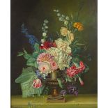 Peter Fuller, oil on canvas, still life flowers, 21" x 16", framed