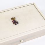 ROYAL INTEREST - an ivory jewel box circa 1900, the lid set with gold crowned BB monogram set with