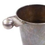 An Art Deco silver plated ice bucket/wine cooler, tapering cylindrical form with ball handles,