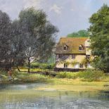 Clive Madgwick (1934 - 2005), oil on canvas, old mill by a pond, 12" x 16", framed