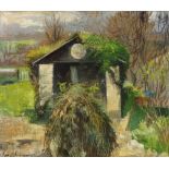 Olga Lehmann (1912 - 2001), oil on canvas, farm buildings, signed, 20" x 28", framed