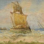 T Westcott, oil on canvas, marine scene, signed and dated 1884, 9" x 13", framed