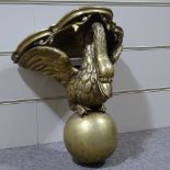 An ornate carved wood and gilt-gesso swan design wall bracket, height 18"