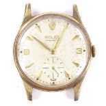 ROLEX - a 9ct Precision mechanical wristwatch head, circa 1960s, ref 12868, silvered dial with