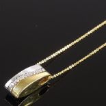 An 18ct bi-colour gold diamond cluster pendant necklace, on 18ct chain, pendant height 18.3mm, chain