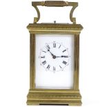 A French brass-cased carriage clock, with repeat movement striking on a gong, case height 14.5cm