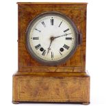 A Victorian pollard oak-cased 8-day mantel clock, by Winterhalder and Hofmeier, with inlaid brass