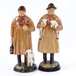 A pair of Royal Doulton figures, lambing time, HN1898, and the shepherd, HN1975, height 22cm