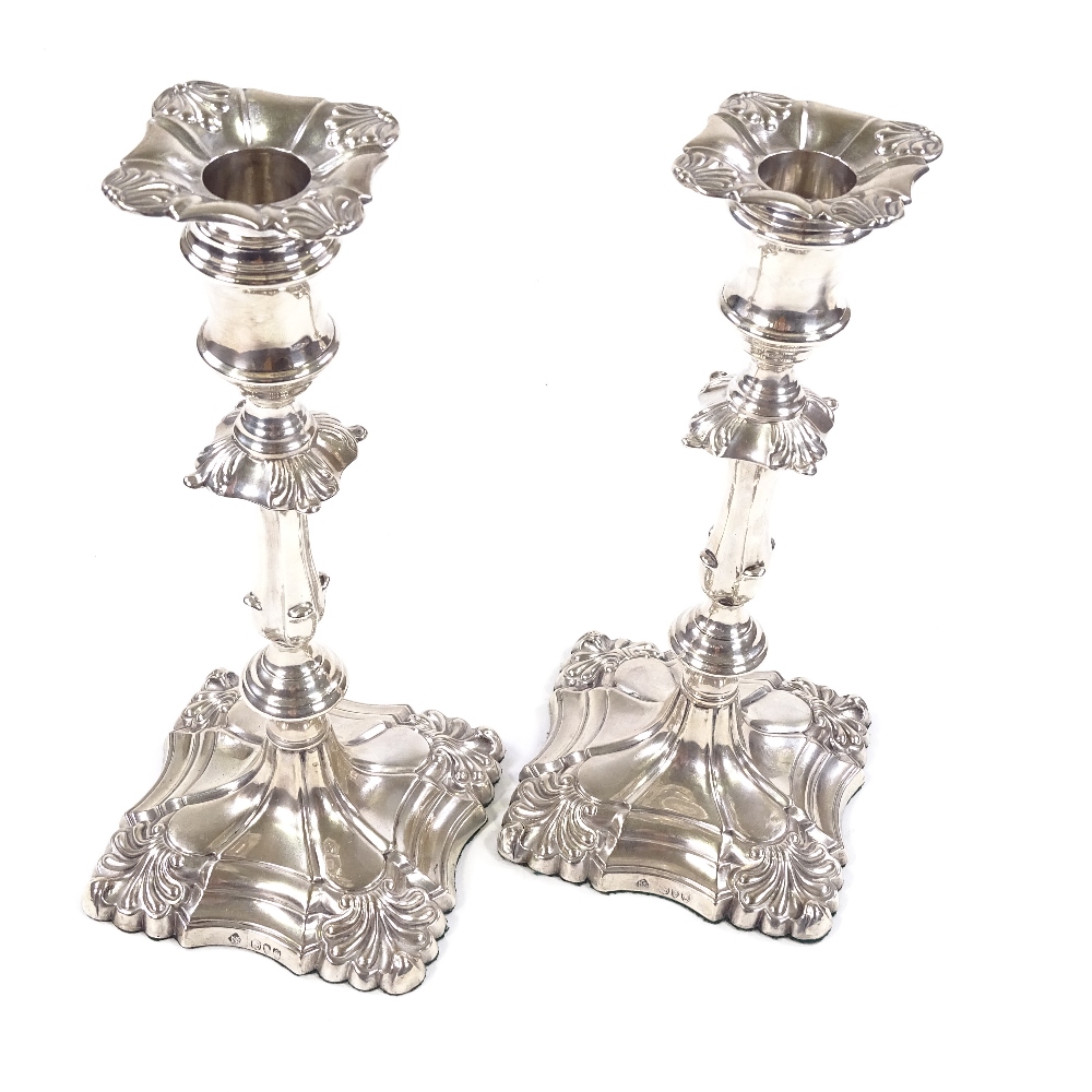 A pair of Victorian silver candlesticks, with removable fittings, by Martin, Hall & Co, hallmarks - Image 3 of 3