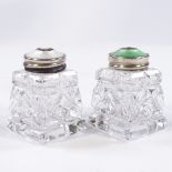 A pair of Hroar Prydz Norwegian sterling silver coloured enamel and cut-glass cruets, engine