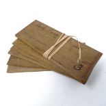 A set of 7 oak letter binding blocks, with handwritten inscriptions relating to Lord and Lady Byron,