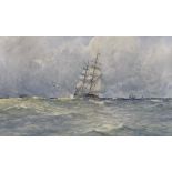 Thomas Pilgrim, watercolour, ships on rough seas, signed and dated 1875, 9" x 14", framed
