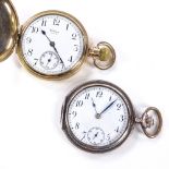 2 pocket watches, comprising gold plated full hunter Waltham, working order, and a silver-cased