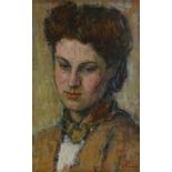 Kalman Kemeny (1896 - 1994), oil on board, portrait of Jennifer, Studio stamp with New English Art