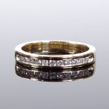 A 9ct gold diamond half eternity ring, total diamond content approx 0.25ct, setting height 3.2mm,