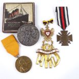 4 various German related medals, including a Lusitania commemorative coin