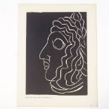 Henri Matisse, woodcut, gravure d'apres une tete sumeraine, 1944, image 10" x 7.5", unframed