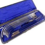A leather-cased set of urology surgical instruments, by Millikin & Lawley of London, case length
