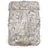 A Victorian silver "castle-top" card case, The Sir Walter Scott Monument, by Nathaniel Mills,