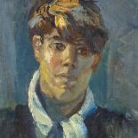 Hazel Dunlop, oil on board, portrait of a boy, 16" x 11.5", and P N Brannan, oil on board, portrait,