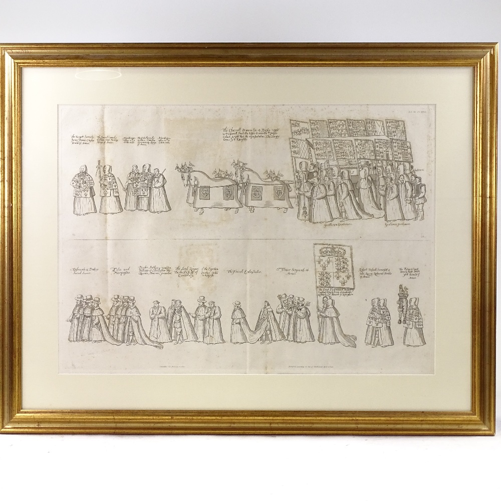 A set of 4 18th century engravings, procession illustration, sheet size 19" x 25", framed (4) - Image 2 of 4