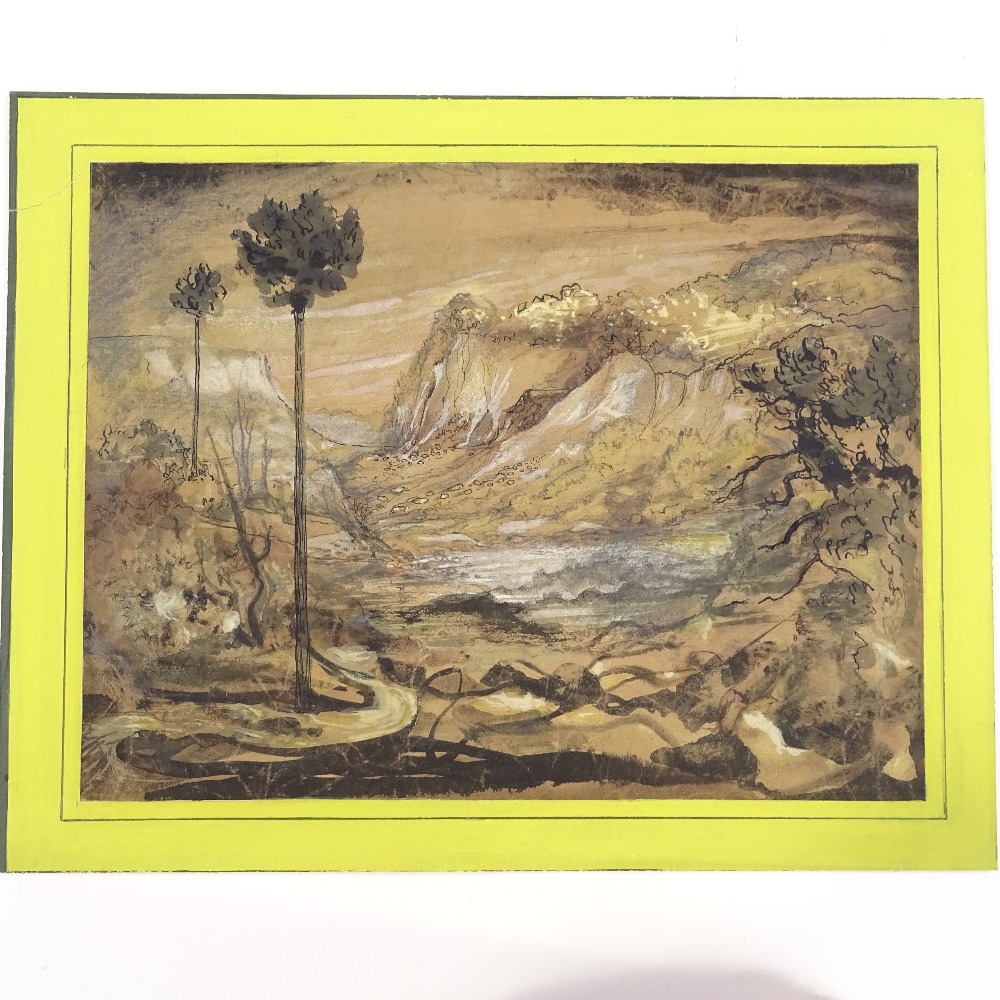 Early 20th century watercolour/ink on paper, surrealist landscape, unsigned, 9.5" x 12.5", unframed - Image 2 of 4