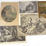 A folder of 17th and 18th century engravings
