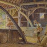 Arthur Foord-Hughes (1856 - 1934), watercolour, barn interior Fairlight, signed, 14" x 19", framed