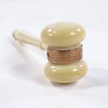 An Edwardian ivory gavel with presentation plaque dated 1907, length 17cm