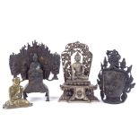 A group of 4 various Oriental bronze deities, largest height 23cm